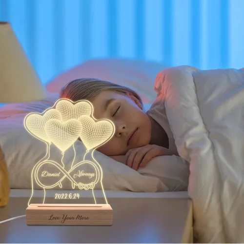 Vista 6 de Regalo del día de San Valentín, luz nocturna personalizada, lámpara de foto 3D personalizada, nombre grabado de corazón Shpe, regalo de aniversario