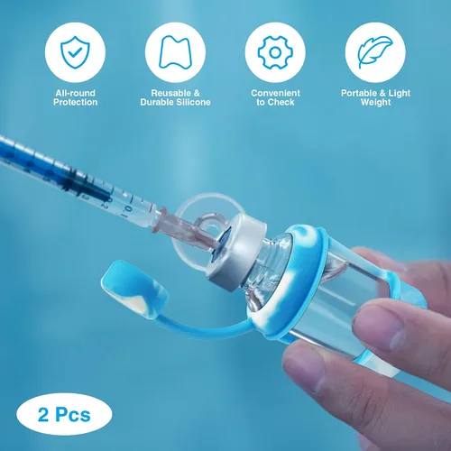 Vista 4 de Protector de viales de insulina, funda protectora de silicona para botellas de insulina de 0.3 fl oz (azul)