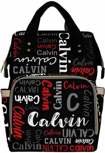 Vista 2 de Artsadd Bolsos para pañales personalizados con nombre, mochila monograma, regalos para baby shower, pattern 01, Tamaño único, Mochilas Daypack