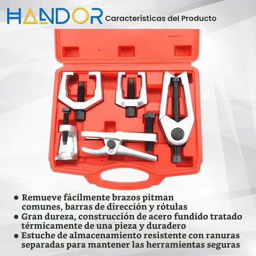 Vista 3 de Handor Separador de rótula, herramientas mecánicas 5 en 1, extractor de brazo Pitman, juego de herramientas de extracción de extremo de barra