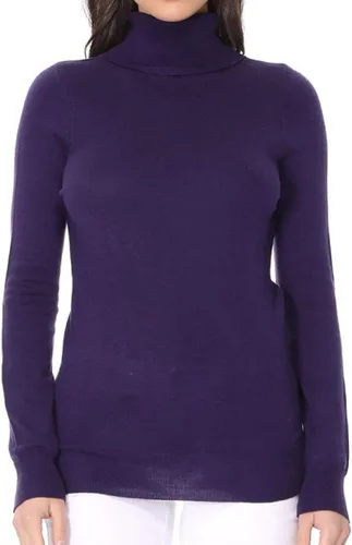 Vista 35 de YEMAK suéter de punto casual básico ligero con cuello redondo y manga 3/4 para mujer A.mk3636 - Negro
