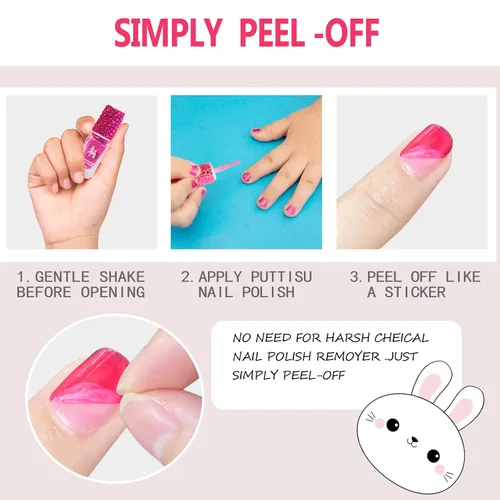Vista 6 de M&U MAKE YOU UP MU - Juego de 7 esmaltes de uñas para niñas, no tóxicos, a base de agua, de secado rápido