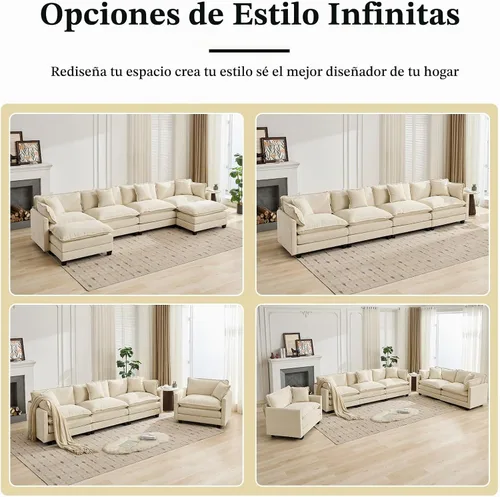 Vista 8 de Sofá de dos plazas de gran tamaño de 76.7 pulgadas, color marfil blanquecino, sofás seccionales grandes de 2 plazas para sala de estar, sofá modular