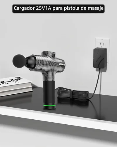 Vista 2 de VHBW Cargador de pistola de masaje de repuesto para DC 24V o 25.2V sin escobillas, cable de carga compatible con Hypervolt Taotronics Opove Toloco