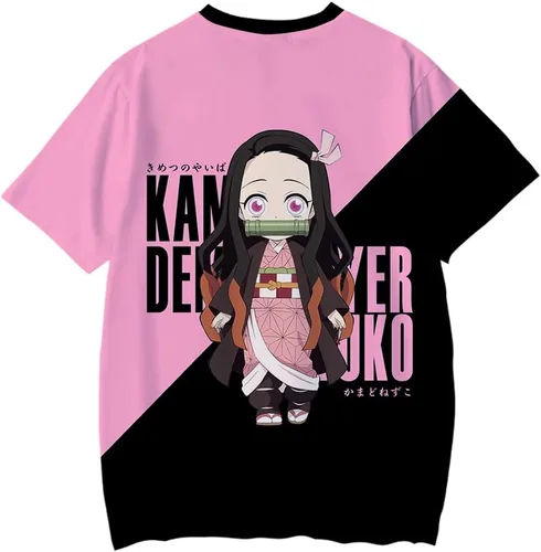 Vista 2 de Camiseta Demon para mujeres y hombres, colección de anime, camiseta unisex Kawaii 3D impresión suave, llavero gratis