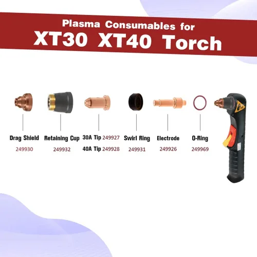 Vista 4 de WeldingStop 249930 Escudo de arrastre 770799 para Miller XT30 XT40 Antorcha de corte de plasma WS Consumibles OEM PK-2