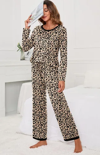 Vista 2 de PrinStory Conjunto de pijama de manga larga para mujer, conjunto de pijama suave para mujer 2024