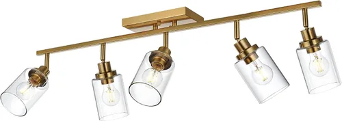 Vista 22 de MELUCEE Kit de Iluminación de Riel de 4 Luces, Luminarias de Latón para Tocador de Baño con Cabezal de Riel Ajustable, Lámpara de Techo Tipo Foco
