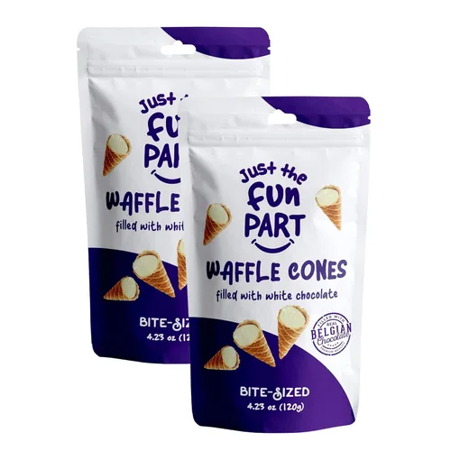 Vista 11 de Just The Fun Part Mini conos de gofre crujiente de tamaño bocado Rellenos con chocolate belga premium Excelentes para bocadillos, postres