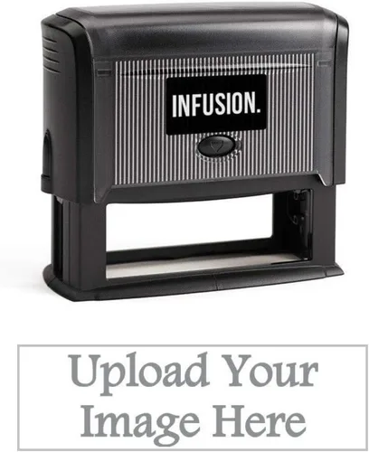 Vista 12 de Infusion 1" x 3-1/4" Logotipo Personalizado, Grande, Rectangular Autoentintado Logo Sello, Negro