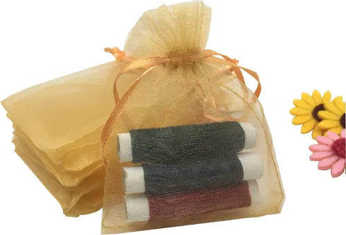 Vista 5 de Bolsas de regalo de organza con cordón, para recuerdos de boda, dulces, 100 unidades de 10 x 15 cm