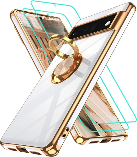 Vista 233 de Funda para Motorola Moto G 5G 2024: Funda Moto G Play 5G 2024 con 2 piezas de protectores de pantalla, soporte de anillo de rotación de 360°
