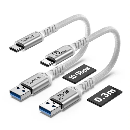 Vista 12 de Android Auto & CarPlay - Cable USB C de 10 Gbps 60 W PD de 1.5 pies (paquete de 2, negro), USB 3.1 Gen 2 a USB-A, cable de carga rápida compatible