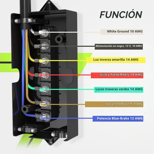 Vista 2 de RVMATE Kit de cable de remolque de 7 vías y 8 pies, incluye soporte para enchufe y conector de remolque arnés de cableado con caja de conexiones