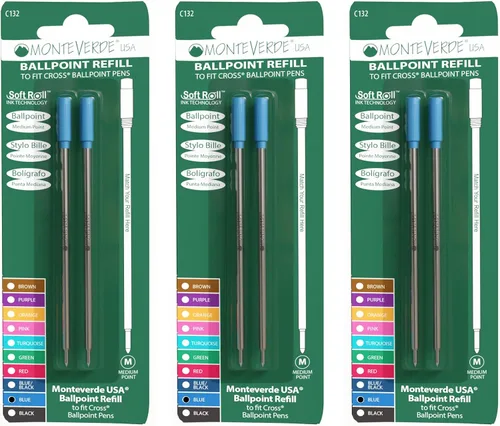 Vista 29 de Monteverde Recambios de bolígrafo suave USA para adaptarse a bolígrafos cruzados, punta media, tinta negra, paquete de 6 – Solución de escritura