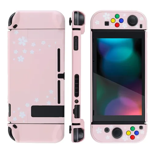 Vista 5 de eXtremeRate PlayVital Back Cover for Nintendo Switch Console, NS Joycon Controller Protector Hard Shell, Dockable Protective Case with Colorful ABXY