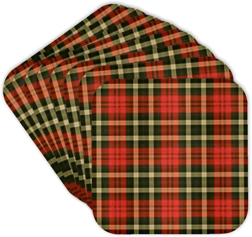 Vista 8 de 3dRose Larger Country Red n Green Plaid Set of 4 Ceramic Tile Coasters
