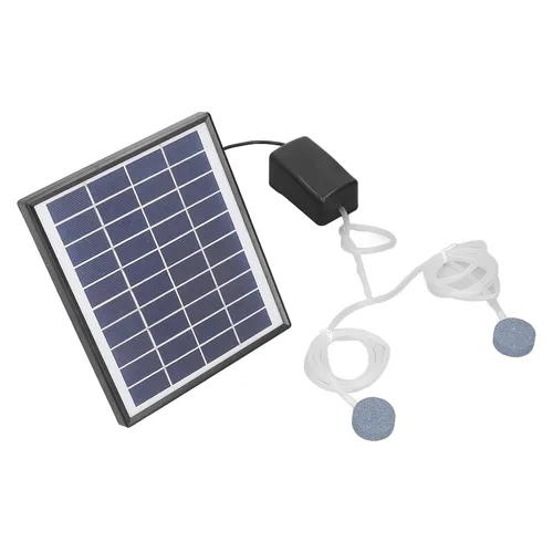 Vista 5 de Bomba de estanque micro solar de 10 V 6 W CC, kit de bomba de aire de fuente de panel solar ajustable con piedra de burbujas para estanque de peces