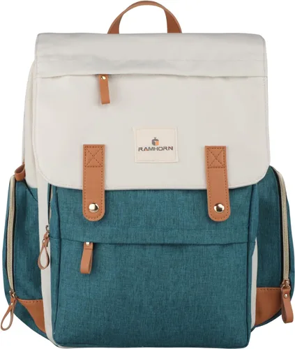 Vista 6 de Ramhorn Bolsa de pañales Mochilas de viaje multifunción para mamá con bolsillos aislados y compartimento para portátil, color verde