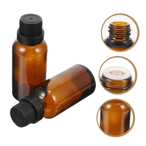 Vista 4 de Uonlytech Recipientes de vidrio de terrario, 12 botellas de aceite esencial, botella de 0.3 fl oz con reductor de orificios, dispensador de líquido