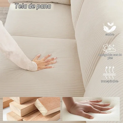 Vista 6 de Mofolit - Juego de sofás para sala de estar, sofás de corduroy de 3 plazas y silla individual, sofás para apartamentos y espacios pequeños