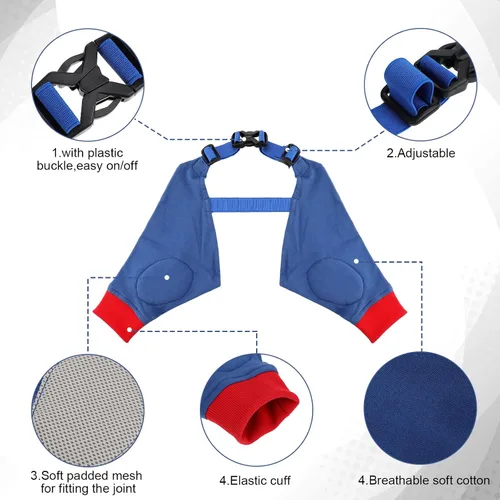 Vista 5 de Oudain 2 pares de protectores de codo de perro con banda elástica, suave acolchado ajustable para perritos pequeños, medianos y grandes, 2