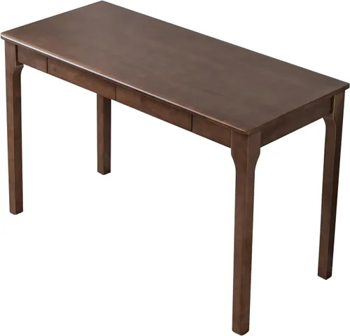 Vista 12 de Escritorio de madera maciza con cajones, escritorio de computadora pequeño para espacios pequeños, escritorios de estudio de juegos, oficina en casa