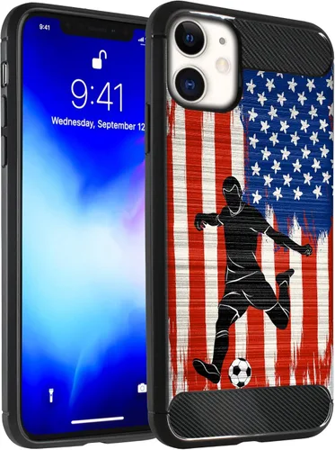 Vista 9 de CasesOnDeck - Funda compatible con Apple iPhone 11 / iPhone XI (2019) de 6.1 pulgadas, funda delgada de fibra de carbono TPU para acentuar arañazos