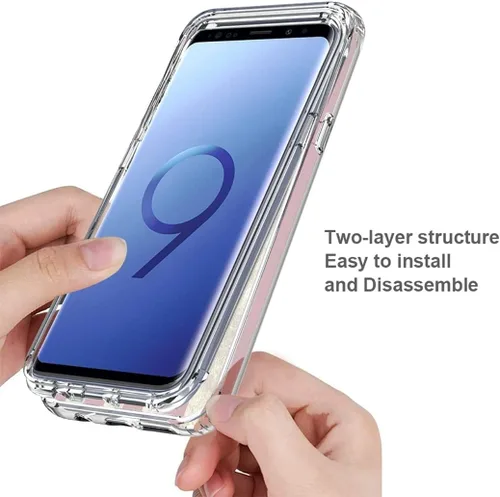 Vista 4 de Funda para Galaxy S9, Samsung S9 SM-G960U con protector de pantalla de vidrio templado, cuerpo completo, bonito diseño floral, a prueba de golpes