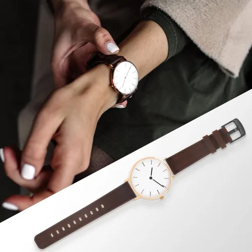 Vista 6 de HARFINGTON Correa de reloj de cuero genuino de liberación rápida para hombres y mujeres