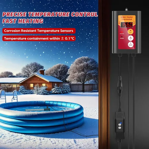 Vista 4 de Calentador de agua eléctrico de inmersión de 120 V 2000 W, calentador de agua totalmente sumergible con termostato y GFCI, para fregaderos, bañeras