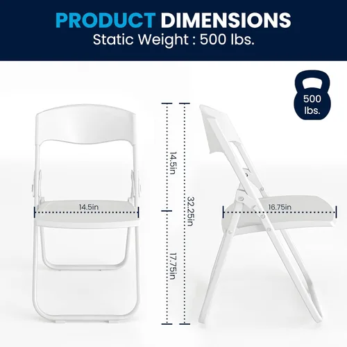 Vista 3 de Flash Furniture HERCULES Series - Silla plegable de plástico blanco