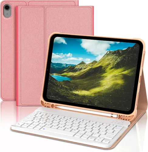 Vista 16 de KVAGO Funda para iPad (A16) de 11ª y 10ª generación con teclado, teclado desmontable inalámbrico retroiluminado de 7 colores, funda de teclado folio