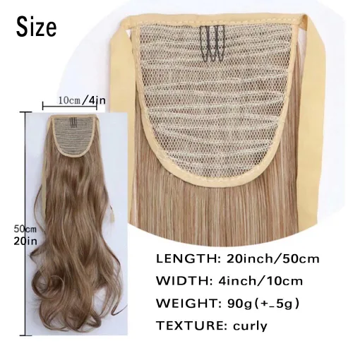 Vista 2 de Extensiones de cabello sintético de 20 pulgadas, 3.17 oz, ondulado, rizado, resistente al calor, fibra sintética para mujer