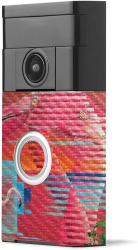 Vista 4 de MightySkins - Piel de fibra de carbono para timbre de video con anillo – Madera abstracta Acabado de fibra de carbono texturizado protector