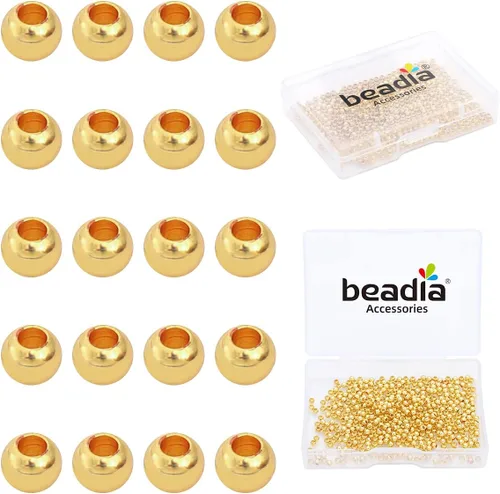 Vista 31 de BEADIA - Cuentas espaciadoras redondas bañadas en oro de 14 quilates, 2 mm, 600 piezas para hacer joyas sin decoloración