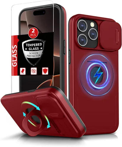 Vista 78 de Funda magnética para iPhone 11 Pro compatible con carga inalámbrica MagSafe, con 2 protectores de pantalla, anillo kickstand de 360° integrado +