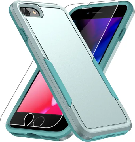 Vista 11 de Funda para iPhone SE 2022 (3ª)/2020 (2ª)/iPhone 7/8, con protector de pantalla, [prueba de caídas de grado militar], resistente, resistente, a Negro