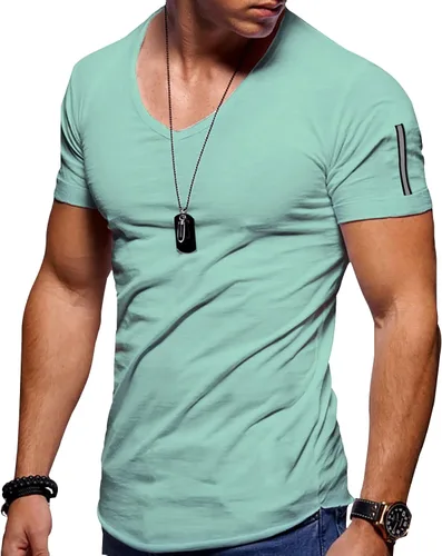 Vista 2 de Camiseta de manga corta para hombre, de hombre, estilo atlético, para entrenamiento, gimnasio, manga corta, ropa deportiva casual