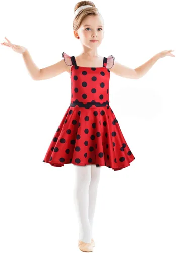 Vista 2 de Kids Girls Cruella Deville Costume Dress Polka Dots Black and White Birthday Christmas Halloween Dress for Toddler Girls