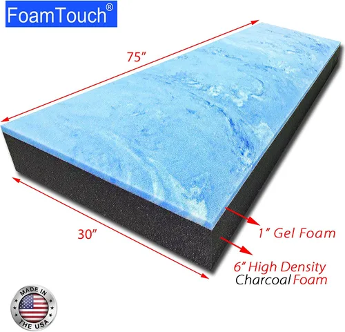 Vista 21 de FoamTouch Colchón litera de 7 pulgadas de alto x 28 pulgadas de ancho x 72 pulgadas de largo (solo espuma), carbón, sin funda