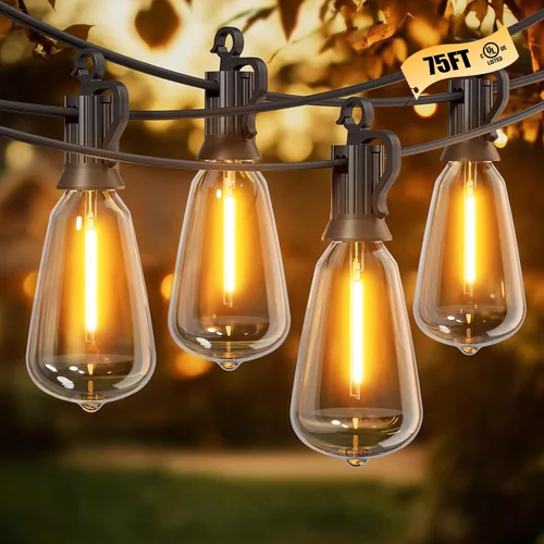 Vista 15 de Brightown Luces de Cadena para Exteriores, 30 pies, 11+1 LED ST38, Luces LED para Patio Irrompibles, Regulables IP65 Impermeables Conectables, Luz