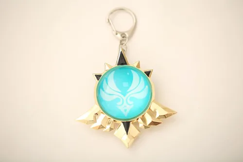 Vista 7 de Loveqiqi Genshin Impact Vision - Llavero Mondstadt Pyro, accesorios de llavero para cosplay, réplica exacta del juego