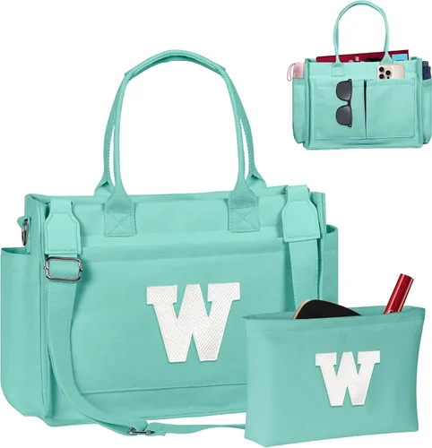 Vista 143 de Easter Basket Stuffers, Initial Tote Bag with Makeup Bag, Birthday Gifts for Women, Teen Girl Gifts Trendy Stuff