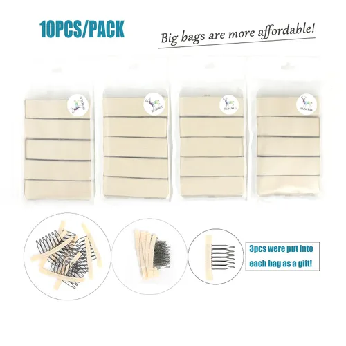 Vista 2 de Correas ajustables para pelucas y hacer pelucas, bandas elásticas ajustables (beige, 1 pulgada x 10 unidades)