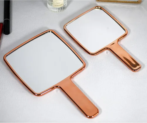 Vista 2 de YCHMIR Espejo de mano galvanizado oro rosa, cuadrado 11x6.7inch
