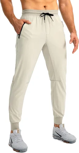 Vista 2 de Pudolla Men's Lightweight Jogger Pants Workout Gym Running Pants with Zipper Pockets for Athletic Casual
