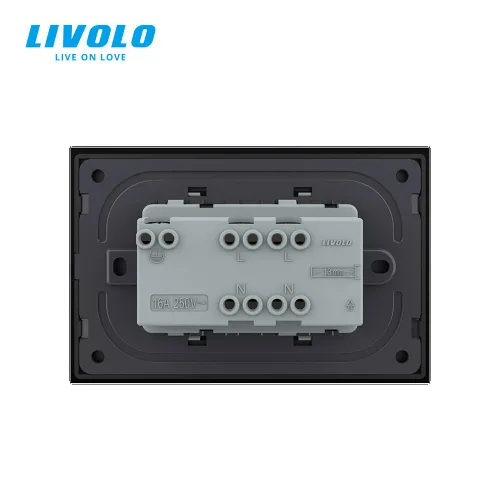 Vista 4 de LIVOLO Receptáculo dúplex resistente a manipulaciones blanco Toma de pared eléctrica decorativa estándar con panel de vidrio templado AU/US Standard