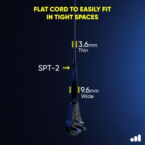Vista 5 de Maximm Cable de extensión de enchufe plano giratorio de 360° de 2 pies, 16/3 AWG, múltiple, extensión de 3 tomas de corriente, cable de conexión a