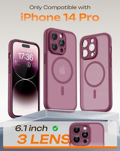 Vista 533 de TOCOL Funda magnética 3 en 1 para iPhone 15 Pro, mejorada [protección completa de cámara] con 2 protectores de pantalla, compatible con MagSafe Gris